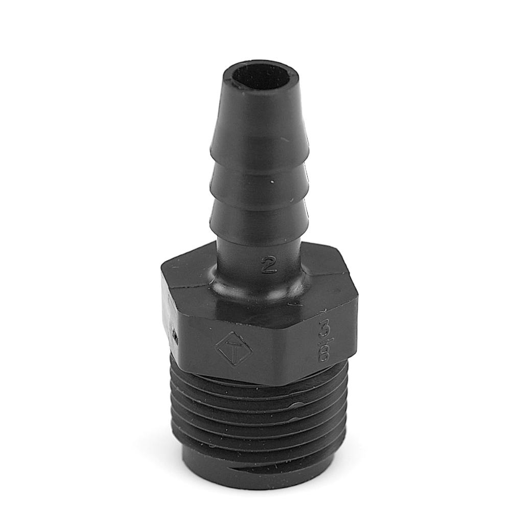 3/8" MNPT x 5/16" Hose ID Black HDPE Adapter