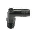 1/4" NPT x 1/2" Hose ID Black HDPE Elbow