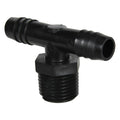 1/2" NPT x 1/2" Hose ID x 1/2" Hose ID Black HDPE Tee