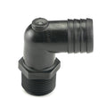 3/4" NPT x 1" Hose ID Black HDPE Elbow