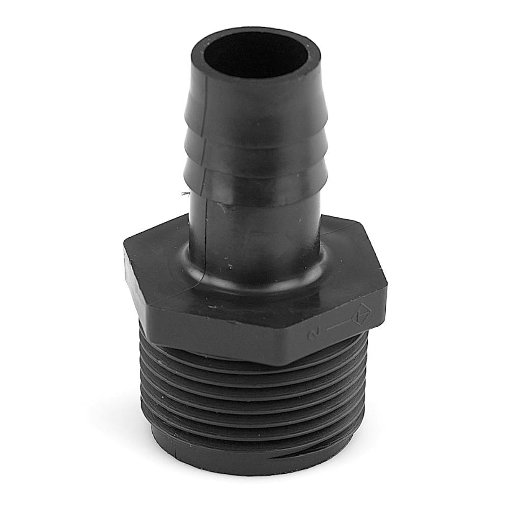 1" MNPT x 3/4" Hose ID Black HDPE Adapter