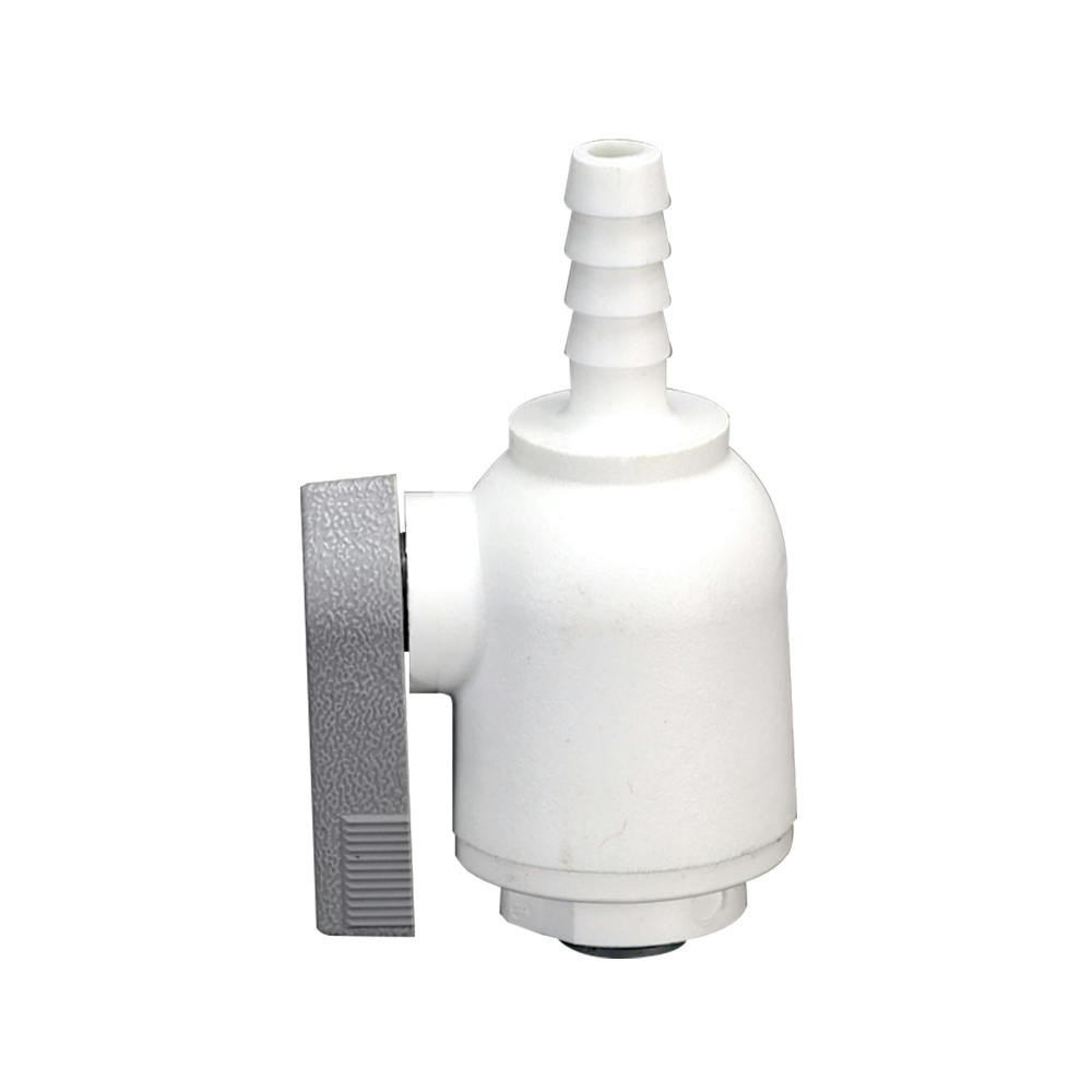 1/4" OD Push-to-Connect x 1/4" Hose Barb White Polypropylene LIQUIfit® Ball Valve