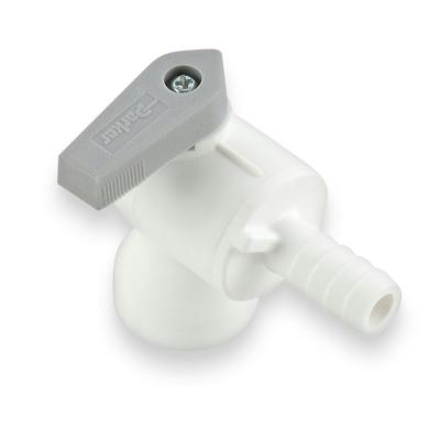1/4" Hose Barb x 1/4" FNPTF Par-Barb® Polypropylene Elbow Ball Valve