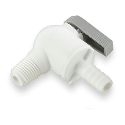 1/4" Hose Barb x 1/4" MNPTF Par-Barb® Polypropylene Elbow Ball Valve