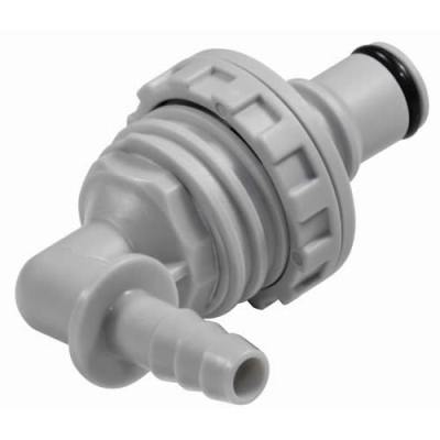 1/4" ID In-Line Hose Barb NS4 Series Polypropylene Non-Spill Panel Mount Elbow Insert (Body Sold Separately)