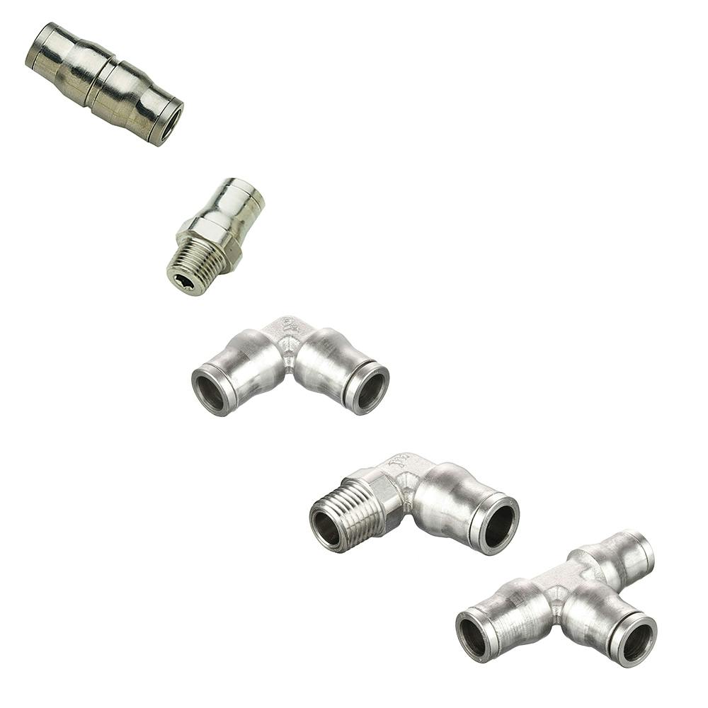 1/4" Tube x 1/4" NPT Nickel-Plated Brass Male Branch Tee