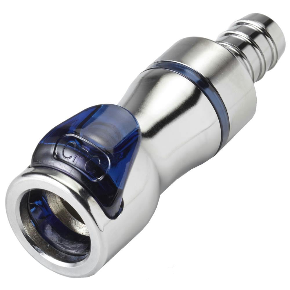 3/8" Hose Barb LQ4 Chrome-Plated Brass Valved Body - Blue (Insert Sold Separately)