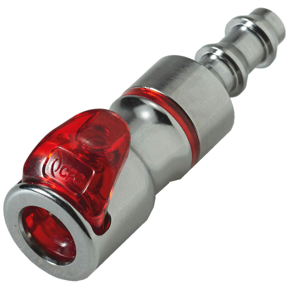 1/4" Hose Barb LQ2 Chrome-Plated Brass Locking Valved Body - Red (Insert Sold Separately)
