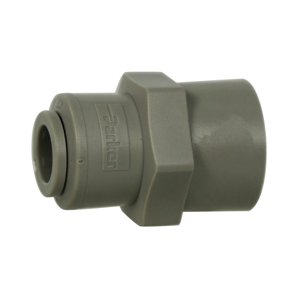 3/8" OD Push-to-Connect x 3/8" FNPTF Gray Acetal TrueSeal™ Female Connector