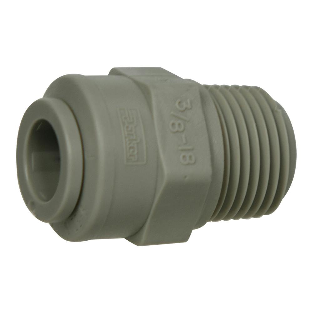 3/8" OD Push-to-Connect x 3/8" MNPTF Gray Acetal TrueSeal™ Male Connector