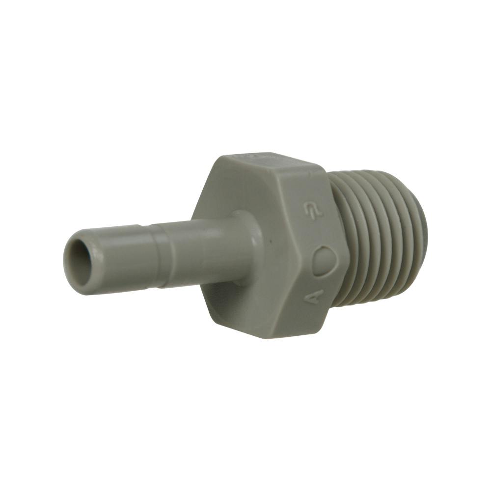 1/4" OD Tube Stem x 1/4" MNPTF Gray Acetal TrueSeal™ Male Tube Stem Adapter