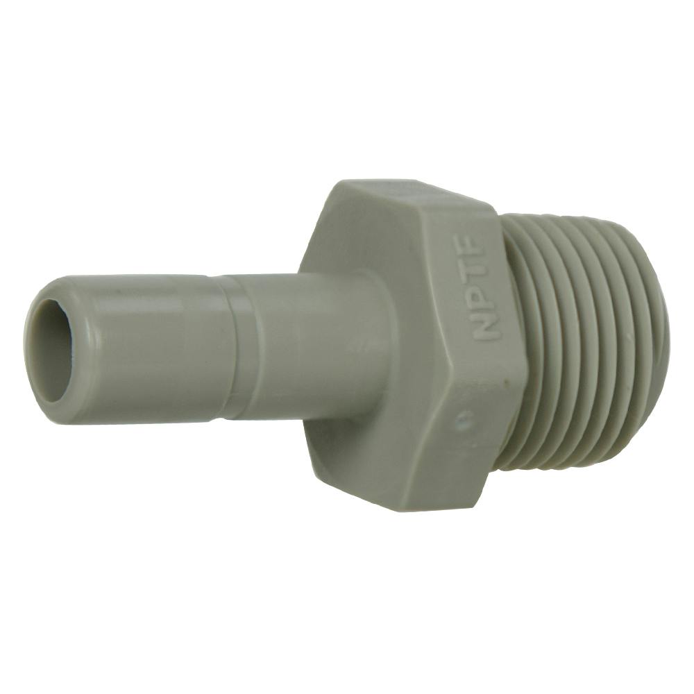 3/8" OD Tube Stem x 3/8" MNPTF Gray Acetal TrueSeal™ Male Tube Stem Adapter