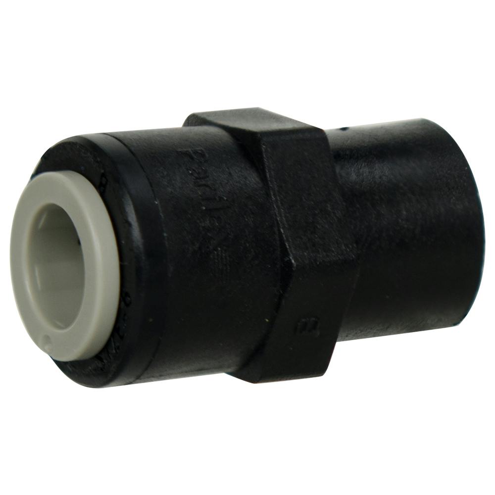 3/8" OD Push-to-Connect x 1/4" FNPTF Black Polypropylene TrueSeal™ Female Connector