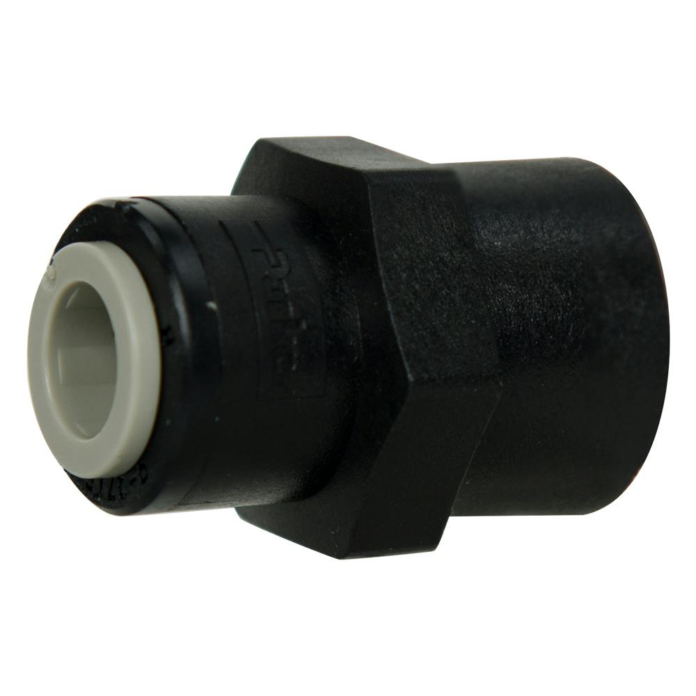 3/8" OD Push-to-Connect x 3/8" FNPTF Black Polypropylene TrueSeal™ Female Connector