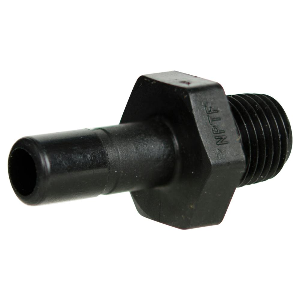 1/4" OD Tube Stem x 1/4" MNPTF Black Polypropylene TrueSeal™ Male Tube Stem Adapter
