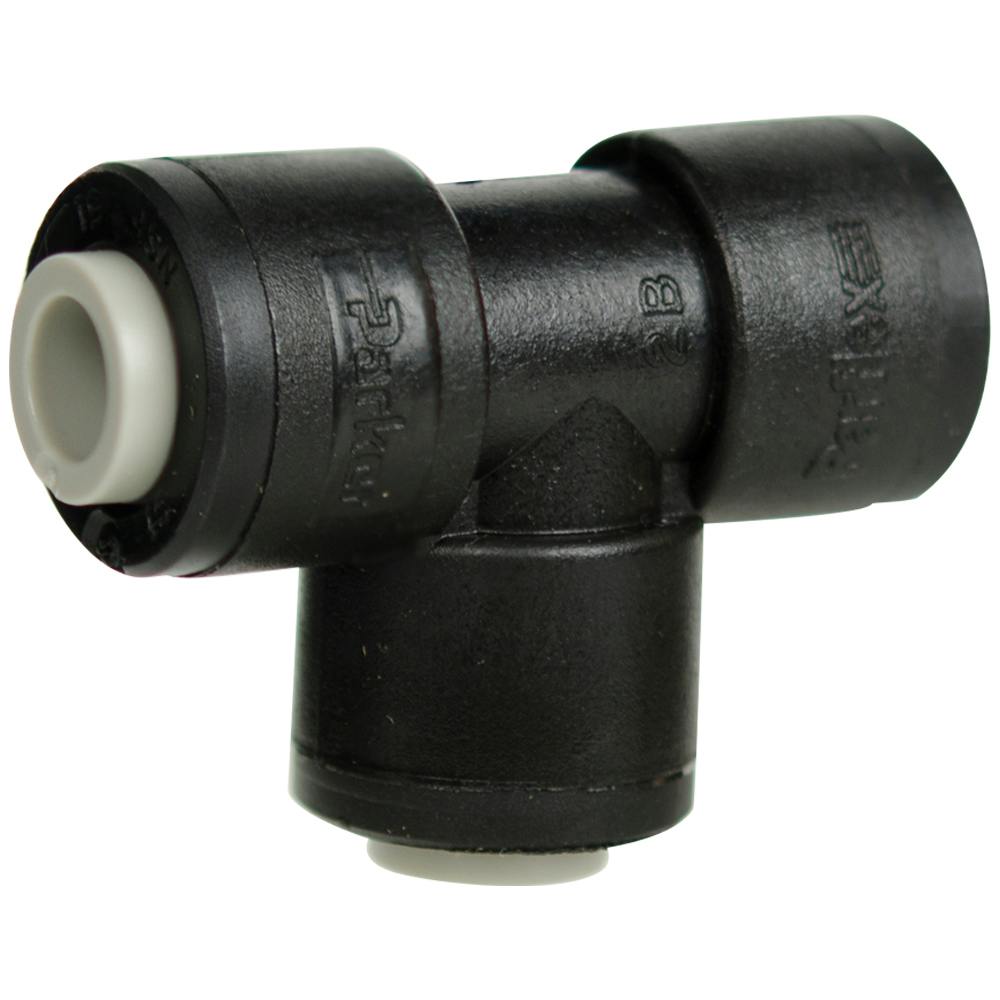 1/4" OD Push-to-Connect Run x 1/4" OD Push-to-Connect Stem Black Polypropylene TrueSeal™ Union Tee