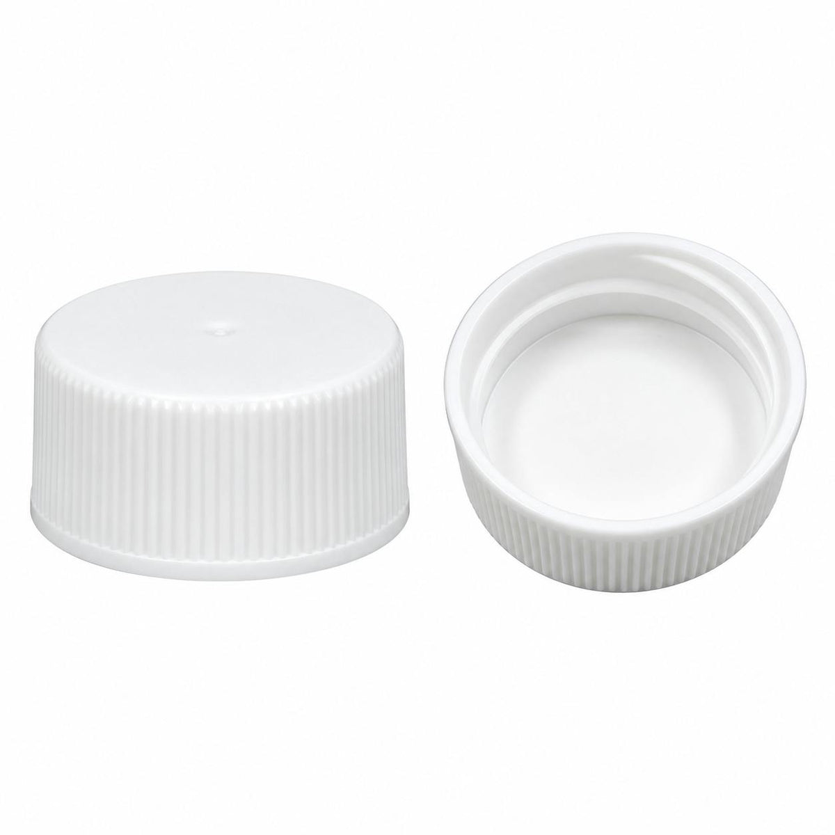 28/410 White Polypropylene Unlined Ribbed Cap