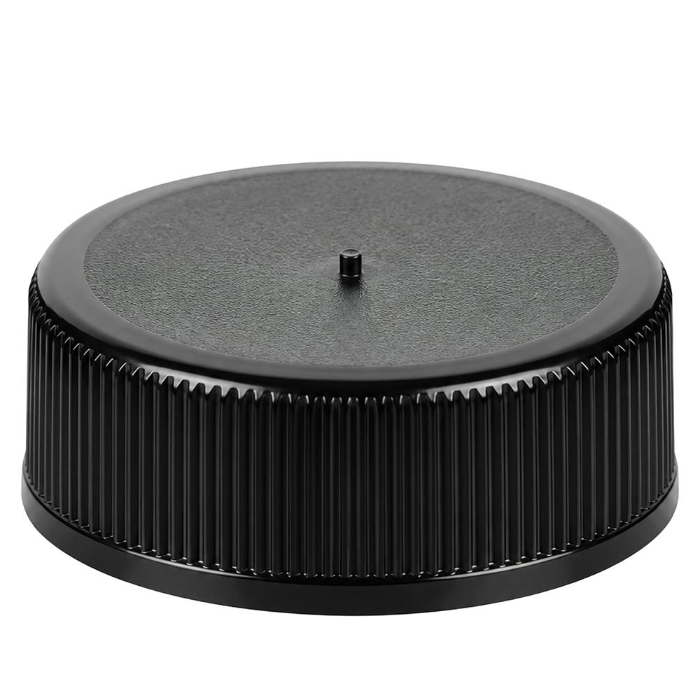 28/410 Black Polypropylene Unlined Ribbed Cap