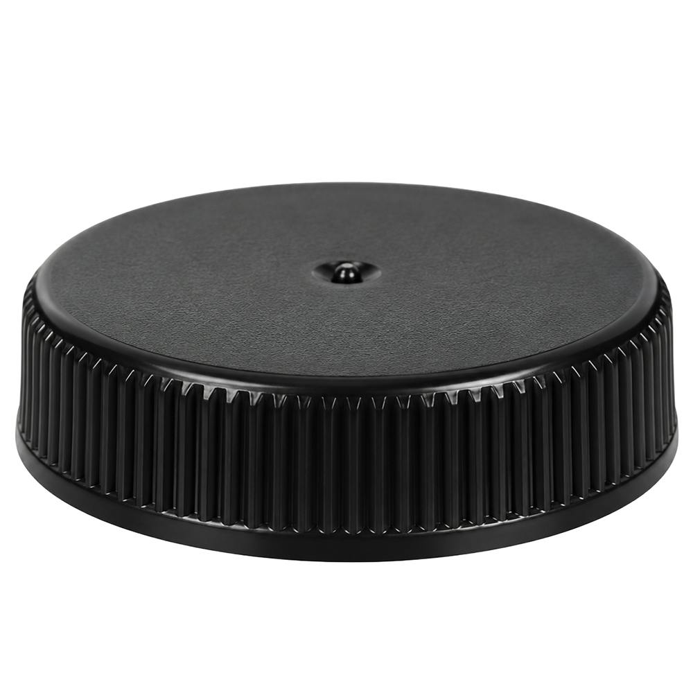 38/400 Black Polypropylene Unlined Ribbed Cap