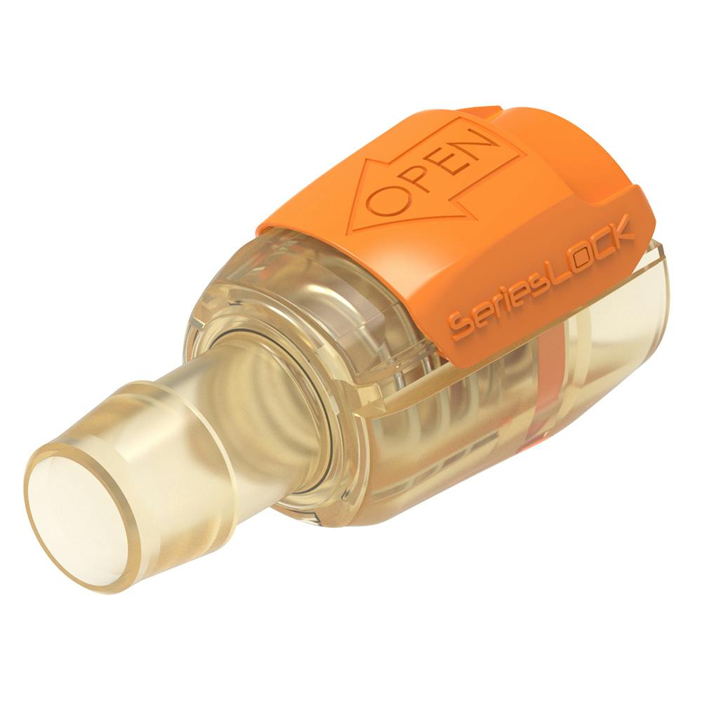 1/4" Hose Barb Natural Polysulfone Female SeriesLock™ Valved Coupling - Medium