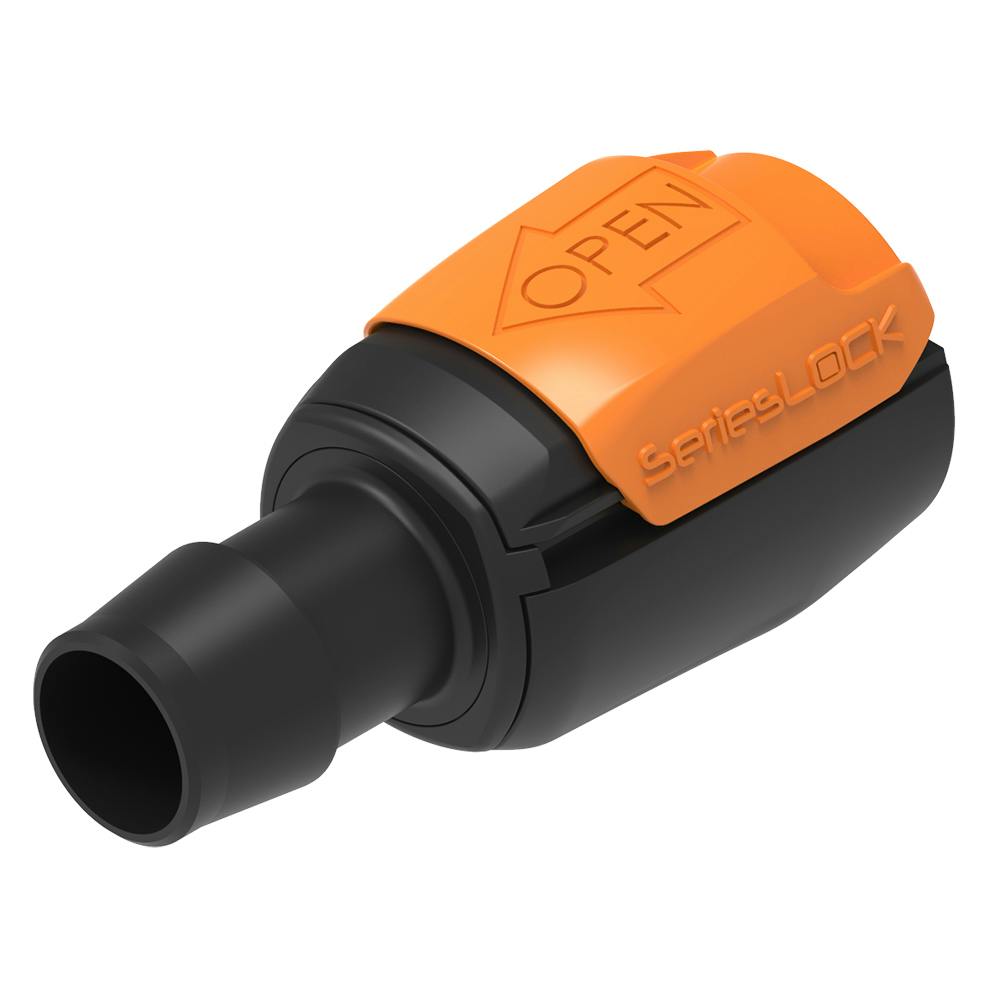 3/4" Hose Barb Glass Filled Black Nylon Female SeriesLock™ Valved Coupling - Large