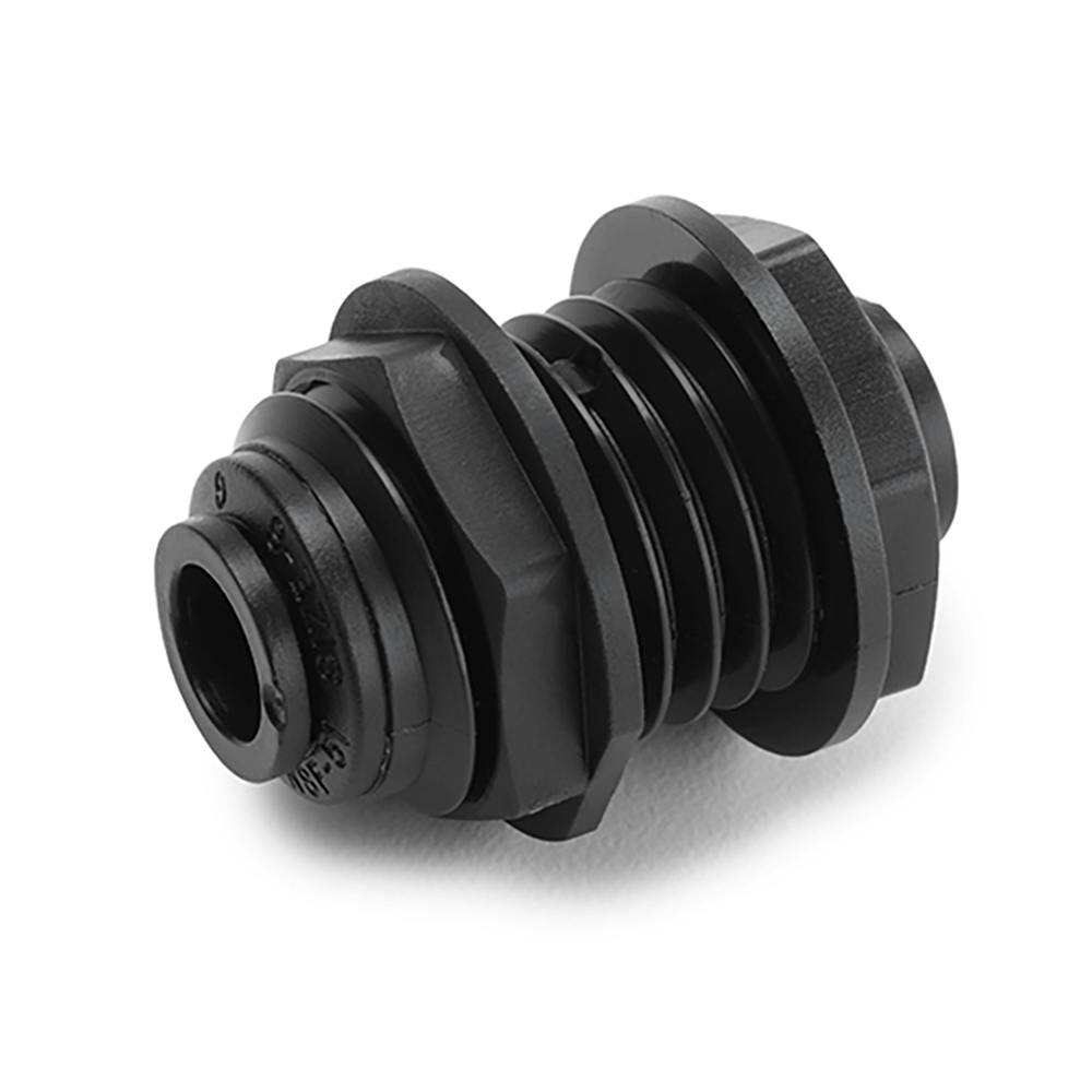 1/4" Push-to-Connect x 1/4" Push-to-Connect Black Kynar® PVDF TrueSeal™ Bulkhead Union