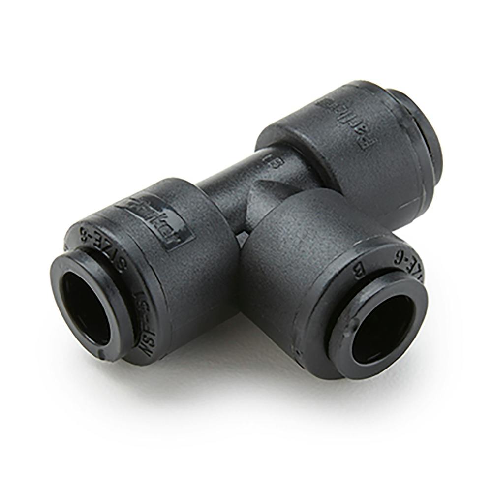 3/8" OD Push-to-Connect Run x 1/4" OD Push-to-Connect Stem Black Kynar® PVDF TrueSeal™ Union Tee