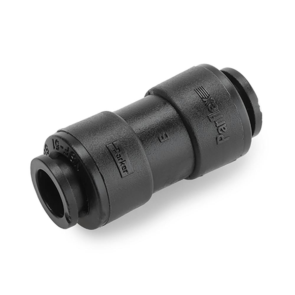 3/8" OD Push-to-Connect x 3/8" OD Push-to-Connect Black Kynar® PVDF TrueSeal™ Union Connector
