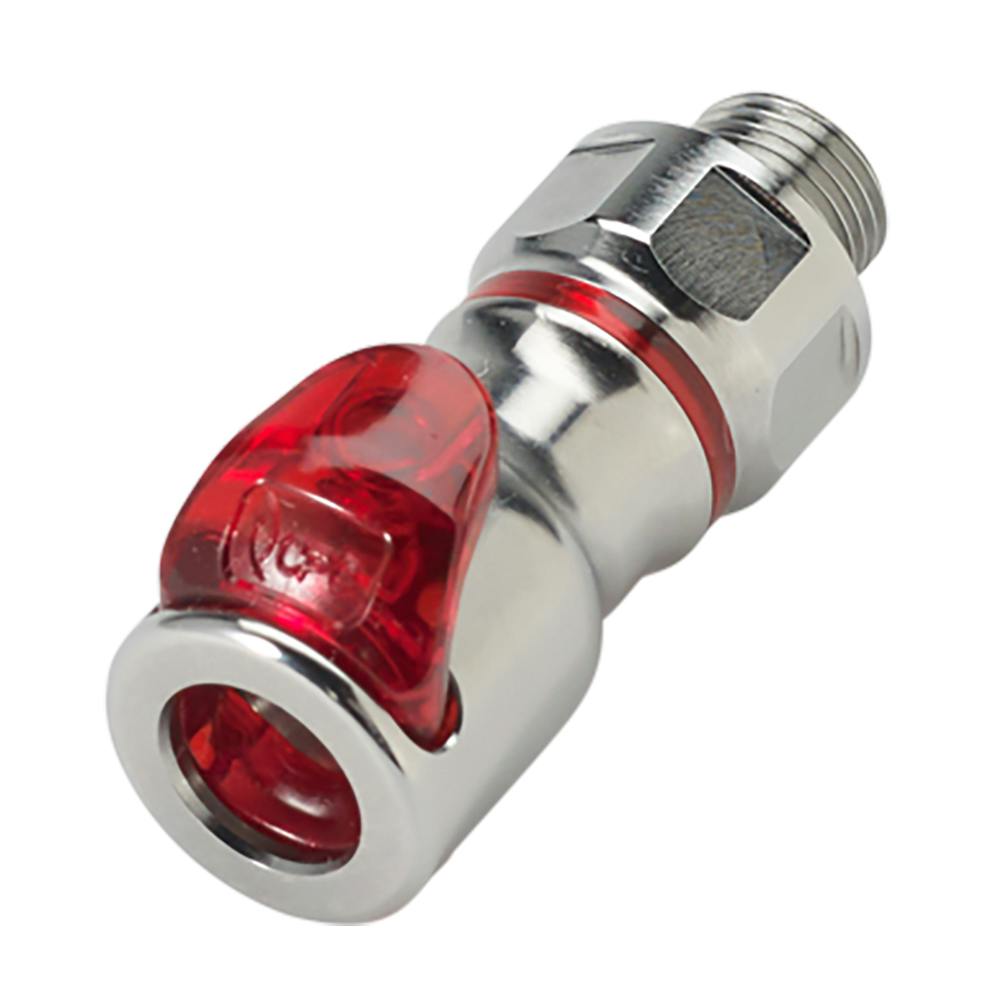 G 1/8 BSPP LQ2 Chrome-Plated Brass Locking Valved Body - Red (Insert Sold Separately)