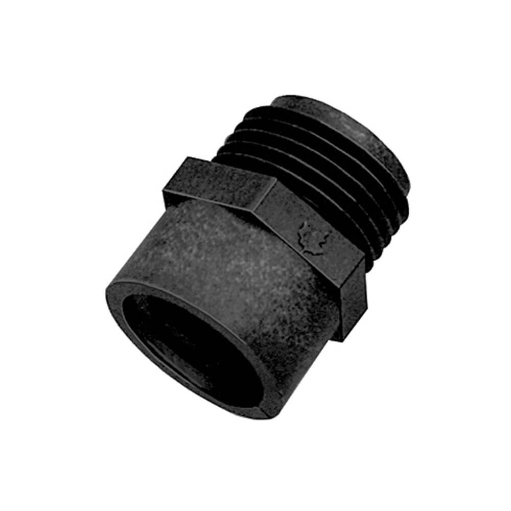 1/2" FNPT x 3/4" MGHT Black Polypropylene Adapter