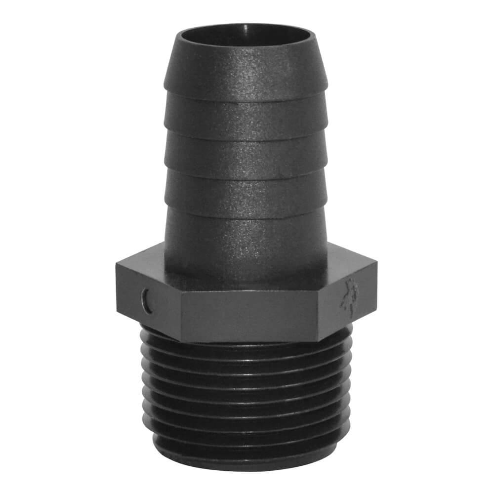5/8" Hose Barb x 3/4" MGHT Black Polypropylene Adapter