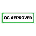 "QC Approved" Rectangular Water-Resistant Polypropylene Label with Green Border - 3" x 1"