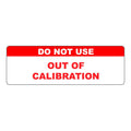 "Do Not Use - Out of Calibration" Rectangular Water-Resistant Polypropylene Label with Red Header - 3" x 1"