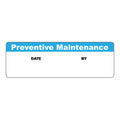 "Preventative Maintenance" with "Date" & "By" Blocks Rectangular Water-Resistant Polypropylene Write-On Label with Blue Header - 3" x 1"