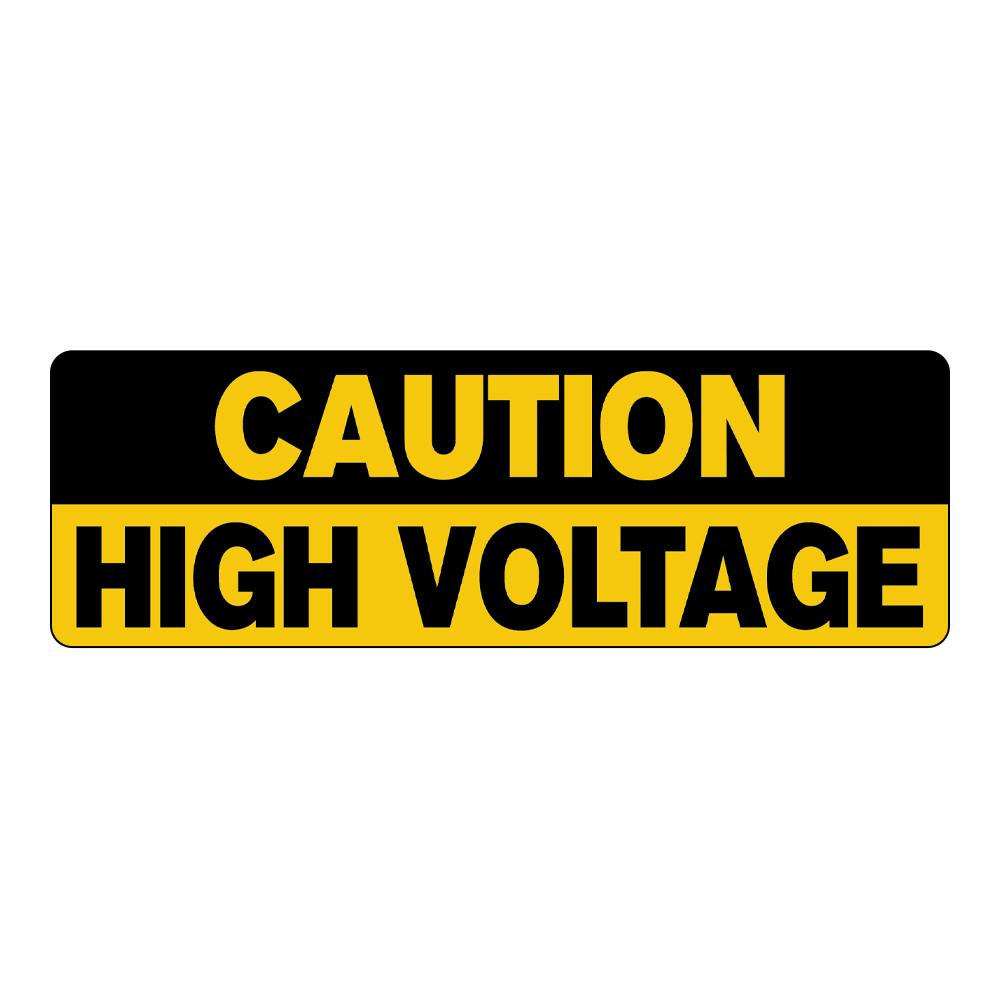 "Caution - High Voltage" Rectangular Water-Resistant Polypropylene Label with Black & Yellow Background & Font - 3" x 1"