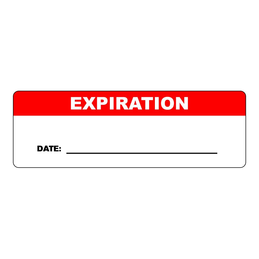 "Expiration" with "Date ____" Rectangular Water-Resistant Polypropylene Write-On Label with Red Header - 3" x 1"