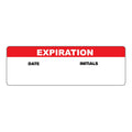 "Expiration" with "Date" & "Initials" Blocks Rectangular Water-Resistant Polypropylene Write-On Label with Red Header - 3" x 1"