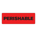 "Perishable" Rectangular Water-Resistant Polypropylene Label with Red Background - 3" x 1"