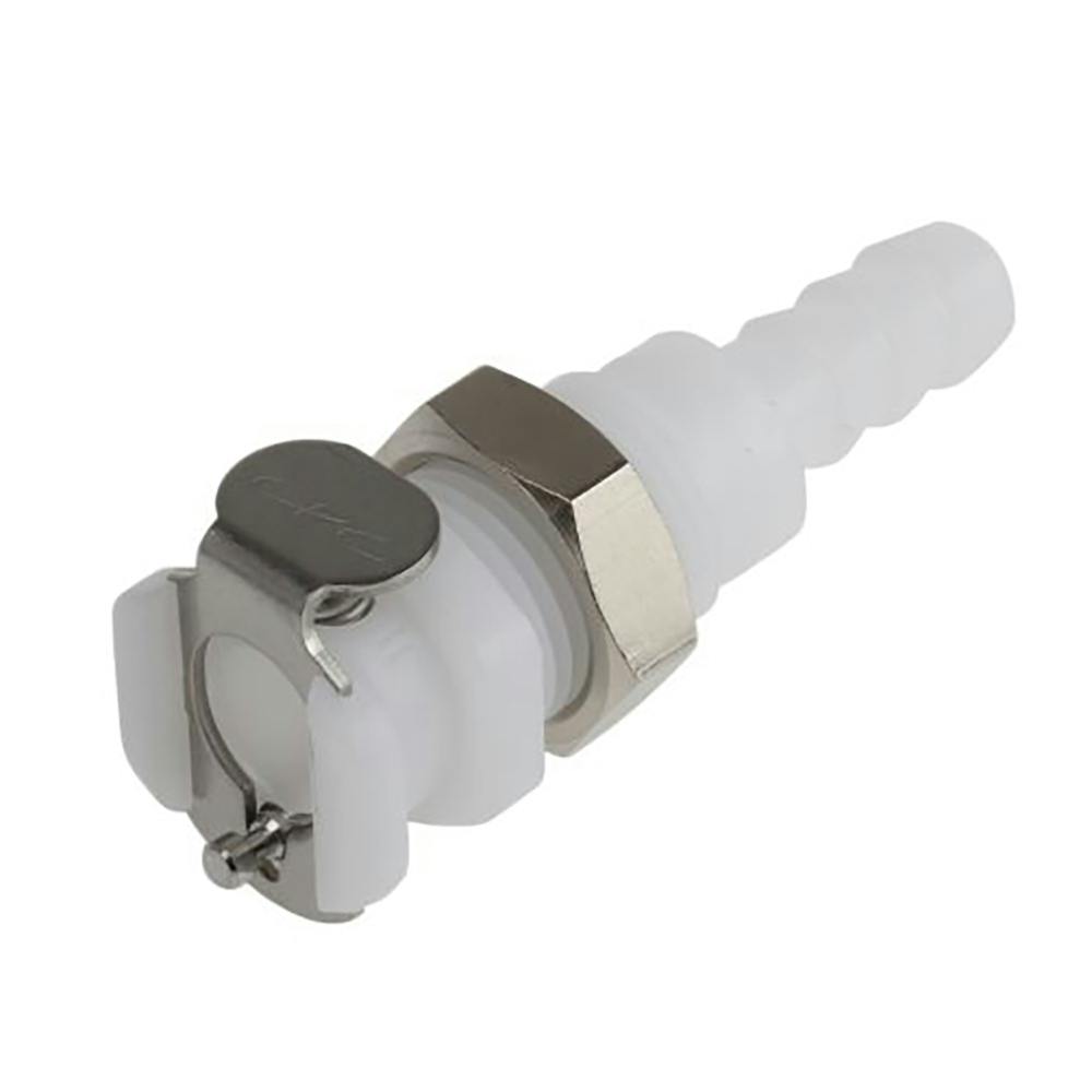 1/8" Hose Barb NSF-listed PMC Series Acetal Panel Mount Body - Shutoff (Insert Sold Separately)