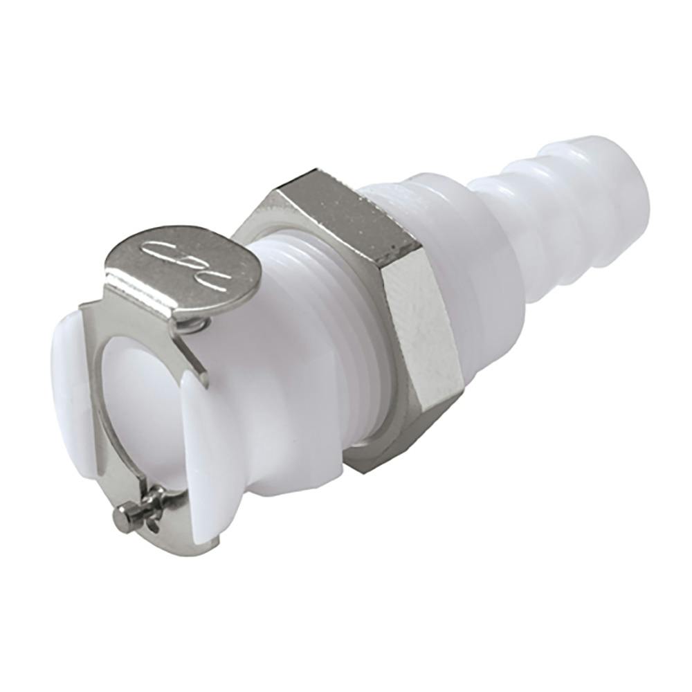 3/8" Hose Barb PLC Series Acetal Panel Mount Body - Shutoff (Insert Sold Separately)