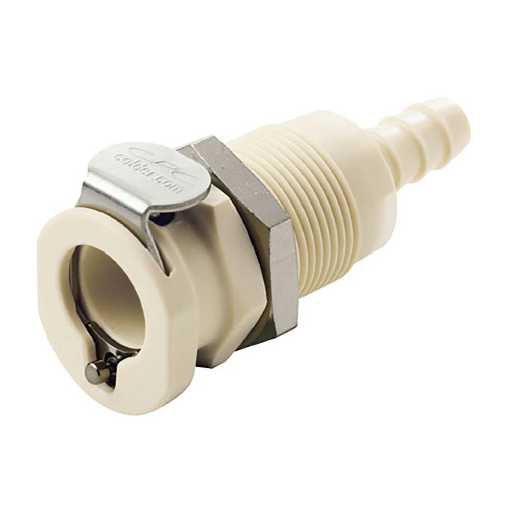 1/4" Hose Barb PLC Series Polypropylene Panel Mount Body - Straight Thru (Insert Sold Separately)