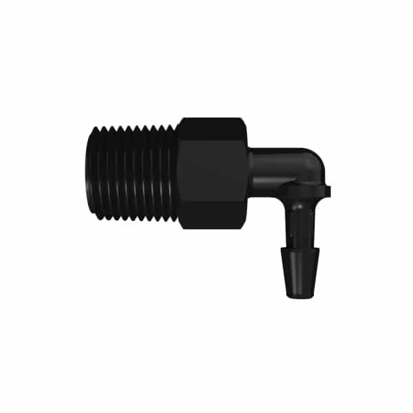 1/8" Tube ID x 1/8" NPT Black Nylon Elbow