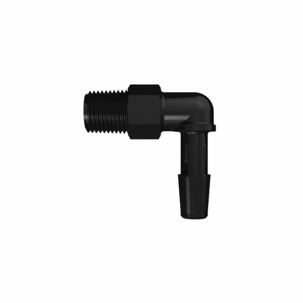 1/4" Tube ID x 1/8" NPT Black Nylon Elbow