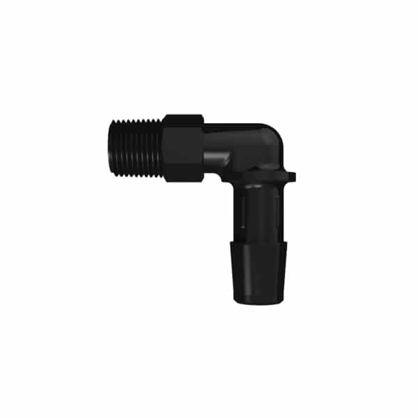 3/8" Tube ID x 1/8" NPT Black Nylon Elbow