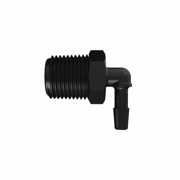 1/4" Tube ID x 1/2" NPT Black Nylon Elbow