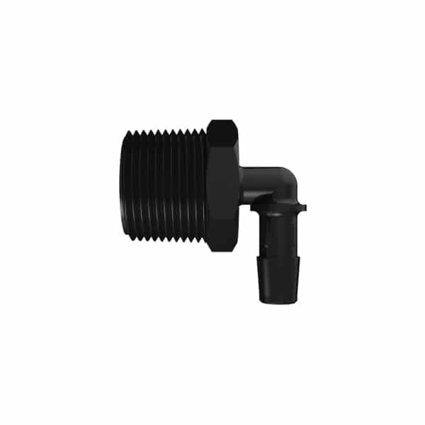 3/8" Tube ID x 3/4" NPT Black Nylon Elbow