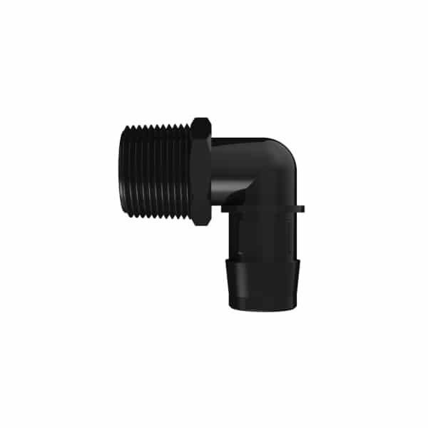 1" Tube ID x 1" NPT Black Nylon Elbow