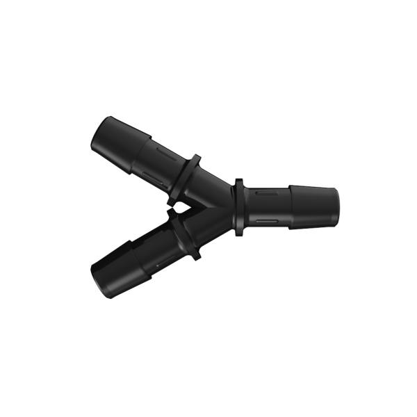 3/8" x 3/8" x 1/2" Tube ID Black Nylon Reducing Y
