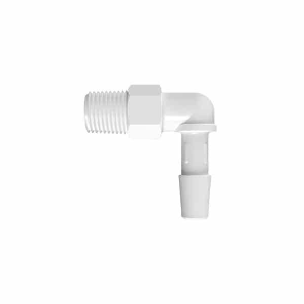 1/4" Tube ID x 1/8" NPT Natural Polypropylene Elbow