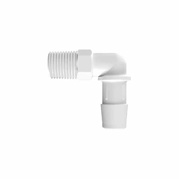 1/2" Tube ID x 1/4" NPT Natural Polypropylene Elbow